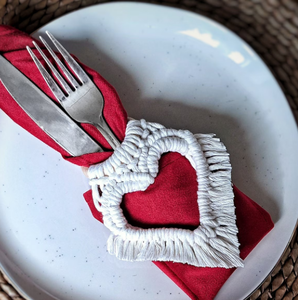 Valentine's napkin ring - macrame napkin ring, boho table <b>decor</b>, <b>heart</b> napkin ring - Product Image 3
