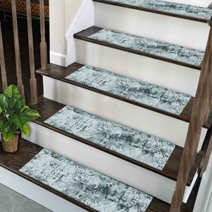 Alfombra Moderna con Diseño de Kilim en Azul Claro y Verde, Personalizable, Lavable a Máquina - Product Image 2