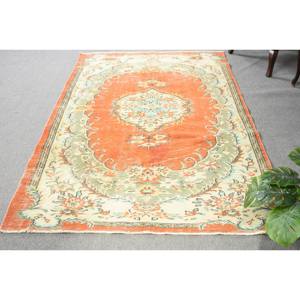 Tapis turc de grande surface classique Orange vert 5.2 X 8.3ft laine Latex support motif abstrait forme rectangle pour tapis de salon - Product Image 1