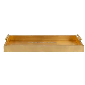 Bandeja Metálica Hecha a Mano para Uso en el Hogar, Oficina y Hotel, Bandeja Ovalada de Metal con Acabado de Lujo, Fabricada por Zahid Exports en India, Mayorista - Product Image 1
