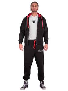 Sweat Jogging Impression Casual 2 Pièces Ensemble Survêtements 100% Coton Survêtements couleur unie noire Pantalon de survêtement unisexe - Product Image 2