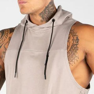 Ropa deportiva sin mangas para hombre Sudadera con capucha de gimnasio Colores sólidos Muscle Singlets Impresión digital Winter Fitness Stringer Hoodies - Product Image 5