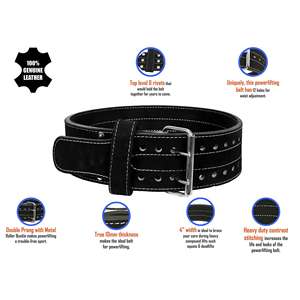 Cinturón de potencia de cuero genuino para levantamiento de pesas Característica de protección para adultos - Product Image 4