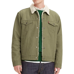 Chaqueta vaquera genuina Sherpa Trucker para hombre OEM 2025, ropa de abrigo de invierno lavada a la moda personalizada de alta calidad con técnicas impresas - Product Image 1