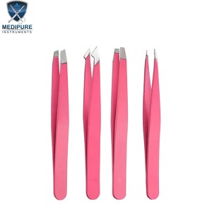 Salon Quality Eyebrow Tweezers Stainless Steel Pointed Slanted Flat Angled Tips Sharp Precision Beauty Instruments - Product Image 5