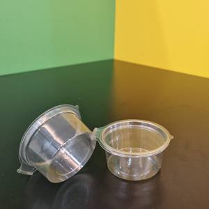 2025 Proveedor más vendido Tazas de salsa de plástico PET 2oz 60ml Desechable para ir Contenedor de salsa con tapa con bisagras Mejor precio - Product Image 2