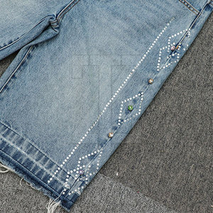 New Arrival Premium Designer Street Style Clothing Rhinestone <b>Men</b> Jeans <b>Shorts</b> For <b>Long</b> Lasting Use - Product Image 3