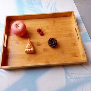Plateau Plateau de service à thé en bois de bambou avec poignée plateau multifonction en forme de rectangle pour restaurant hôtel usage domestique - Product Image 4