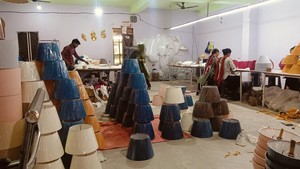 Top quality Round Linen Lamp Shade for Home Textile Design Lamp <b>Covers</b> & Shades for Table and floor Lamps in Block Print Fabric - Product Image 4