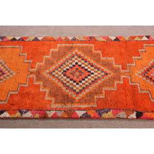 Vintage Turkish <b>Runner</b> <b>Rug</b> 3.3x9.7 ft, Herki Orange Wool <b>Rug</b> - Product Image 4
