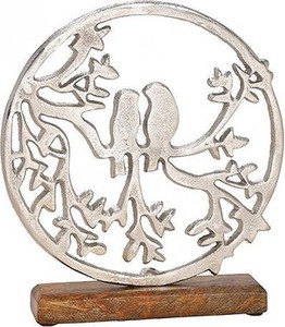 Romantic Couple Balance Sculpture Inside <b>Heart</b> <b>Frame</b> Handcraft Aluminum Figurine with Solid Wood Base Symbol of Love Trust Bond - Product Image 3