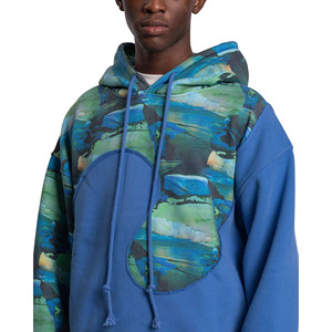 Sudadera con Capucha para Hombre, Estilo Casual, con Paneles Estampados, Felpa Francesa de Algodón, Sudadera Deportiva, Logotipo en Relieve, Invierno, Tinte Liso - Product Image 4