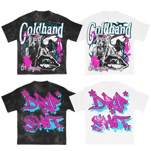 Camisetas de algodón 100% pesadas con cuello redondo personalizadas, camisetas de manga corta con estampado gráfico de gran tamaño para hombre - Product Image 1