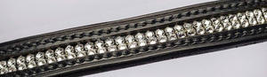Bande de sourcils en cuir de cheval de qualité supérieure avec cristaux décoratifs strass perles chaîne en métal méga bande de sourcils de cheval en cuir bling - Product Image 3