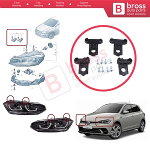 Soporte de Reparación para Faro Delantero BHL568, Juego de Soportes Izquierdo y Derecho para Polo MK6 AW1 BZ1 AE1 2017 en Adelante, 4/5 Puertas, 2G0998225 2G09982 - Product Image 5