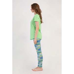 KADIN LYC SUPREM O YAKA KISA KOL BLUZU UZUN ETEGI OVAL MANSETLI TAYT PIJAMA TAKIM - เยซิล - เยซิล - Product Image 2