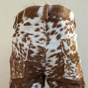 Pantalones de piel de pelo con patrón personalizado para hombre Pantalones de pelo de piel de vaca real para hombre - Product Image 3