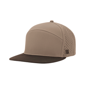 Venta al por mayor Vietnam dos tonos estructurado 6 paneles perforado sombrero ala plana impermeable corte láser agujero personalizado gorra de golf en blanco para el día a día - Product Image 6
