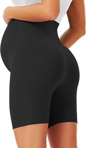 Womens Eco-Friendly Maternity Shorts Running Yoga Shorts Custom Logo Stretchy Fit Moisture Wicking <b>Black</b> Polyester Biker Shorts - Product Image 2