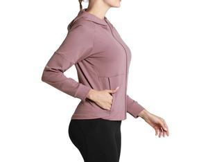 Chaqueta de Forro Polar con Capucha de Manga Corta para Mujer, Resistente al Viento, Ecológica, de Secado Rápido, Transpirable, con Acabado Lavado y Detalle de Insignia, para Correr - Product Image 2