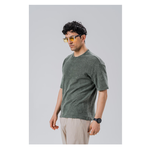 T-shirt long en coton 100% tricoté surdimensionné pour homme avec logos imprimés, streetwear grande taille - Séchage rapide et écologique - Product Image 2