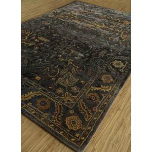 พรมไหมพรมถักมือ Mythos สีเทาและดำ ลายเหรียญ  ทอแบบเรียบและปอกระเจา สำหรับใช้ในบ้าน-Taq-622 - Product Image 2