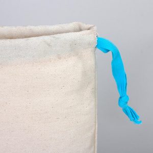 Turquoise <b>Drawstring</b> Fabric <b>Pouch</b> 6 W X 8 H Organic Cotton Bag with Custom Logo Print for Promotion or Packing - Product Image 4