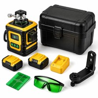 Niveau laser vert 12 lignes auto-nivelant à 360 degrés avec kit de batterie