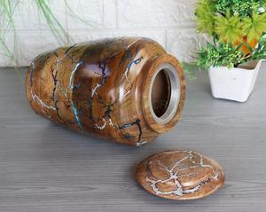 Urnas de cremación para adultos de madera para quemar fractal, urna funeraria con tapa roscada para cenizas humanas o contenedor de cenizas de mascotas - Product Image 4