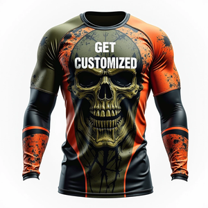 MMA Personnalisé Rash Guard Lisse Stretch Support Cool Tissu Respirant Séchage Rapide Impression Numérique 100% Polyester pour Arts Martiaux - Product Image 2