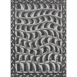 Acar <b>Hand</b> <b>Tufted</b> Wool & Viscose <b>Rug</b> in Grey & Black Geometric Pattern for Home Living Room Hallway Rectangle Teen Tra-14656 - Product Image 1