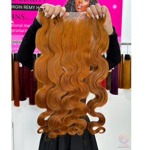 100% mechones de cabello vietnamita sin procesar con cierre de encaje Color naranja cierre Premium 4X4 26 pulgadas mechones de ondas corporales Cyhair - Product Image 1