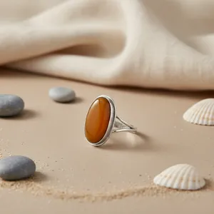 Bague ovale en ambre Art Palace pour femme, bijoux en argent 925 avec pierres précieuses, boutons de manchette et pinces à cravate tendance - Product Image 3
