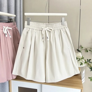 Novedad de verano, pantalones cortos de pierna ancha de talla grande, ropa de mujer de 100KG, pantalones calientes remachados simples e informales - Product Image 4