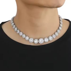 Collar de Cadena con Diamante Moissanite Redondo de 22 Pulgadas y Plata 925, Alta Claridad, Joyería Fina de Lujo Estilo Hip Hop, Regalo para Hombres y Mujeres - Product Image 6