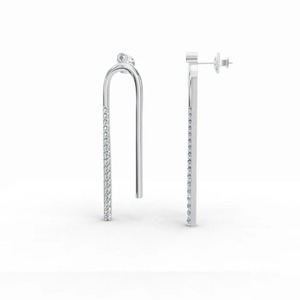 Boucles d'oreilles pendantes en forme de U en diamant cultivé certifié IGI, en argent sterling 925 massif, minimalistes et linéaires, pour femmes - Product Image 3
