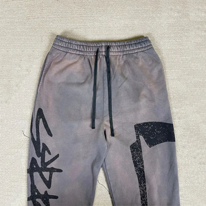 2025 OEM Custom DTG Printing 100% Cotton Lightweight <b>Flared</b> <b>Sweatpants</b> Men Light Wash Eco-Friendly Breathable Casual - Product Image 2