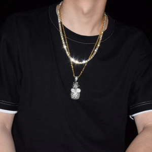 จี้สร้อยคอสับปะรดเพชรโมอิสเงิน925สำหรับผู้ชายสีทองเย็นเครื่องประดับฮิปฮอปสร้อยคอโซ่จี้ดีและเสน่ห์ - Product Image 3