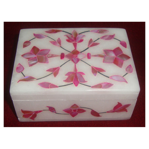 Cajas de Regalo decorativas de mármol Natural, forma Rectangular hecha a mano, rosa, Floral, indio, la mejor calidad, el mejor precio - Product Image 1