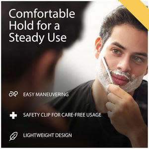 Rasoir à bord droit fantaisie-Rasoir manuel pour homme manche en bois-Kit de barbier - Product Image 6