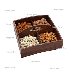 Servidor de Frutos Secos de Madera de la Mejor Calidad, Tamaño Personalizado, Forma Cuadrada, Servidor de Nueces y Dátiles con 4 Compartimentos - Product Image 1