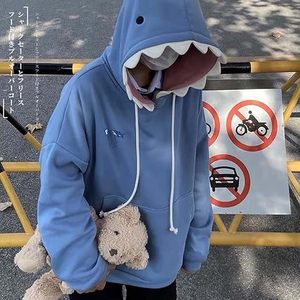 Sudadera con capucha con gráfico de tiburón, sudadera Unisex, jersey de mezcla de algodón suave, ropa de calle informal, sudadera bonita para adolescentes, moda 2025 - Product Image 2