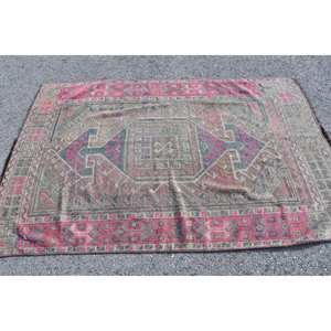 Tapis turc vintage de 39x59 pieds, beige, rose, classique, grande surface, rectangle, motif abstrait, laine, latex, décor de couloir et de chambre - Product Image 3