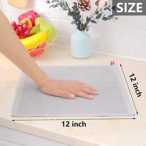 Serviette de cuisine jetable antimicrobienne compressée à séchage rapide rayée carrée paquet de 4 serviette à vaisselle tissée - Product Image 6