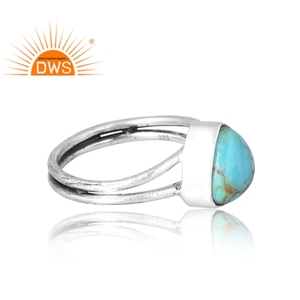Vente chaude 925 Sterling Silver Natural Kingman Turquoise Gemstone Ring Bijoux Personnalisés Pour Les Femmes Cadeau Pour Elle - Product Image 4