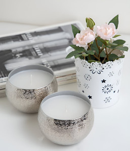 <b>Bulk</b> Silver Textured Tabletop Metal <b>Candle</b> For Home Decor Wedding Gifting Purpose - Product Image 5