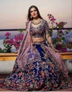Paillettes brodées élégantes pour adultes ethniques Cancan et toile Patta Lehenga Choli vêtements en soie indiens et pakistanais à la mode - Product Image 1