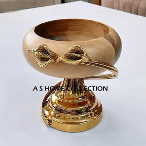 Bol de service pour fruits secs en aluminium avec branches de feuilles plaqué or et poli brillant Vente chaude et de haute qualité - Product Image 5