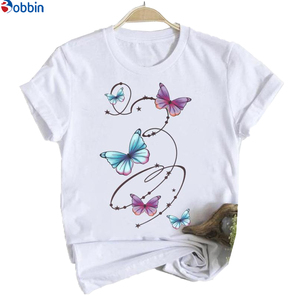 T-shirts pour femmes amples d'été avec logo personnalisé et motif papillon, manches courtes, hauts de créateur pour filles, t-shirt - Product Image 1