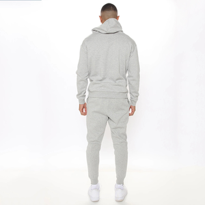Custom Men Winter Tracksuit Hooded Drawstring Solid Color Quick Dry Breathable Lightweight Casual Sport Lounge with Side Pockets - Product Image 3